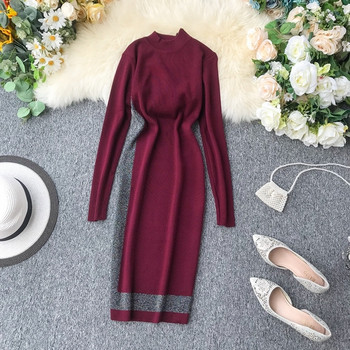 Vékony kötésből készült őszi női ruha többféle színben