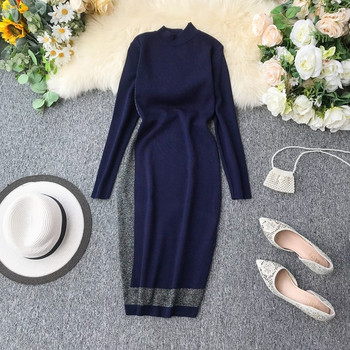 Vékony kötésből készült őszi női ruha többféle színben