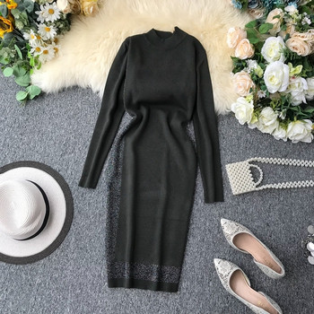 Vékony kötésből készült őszi női ruha többféle színben