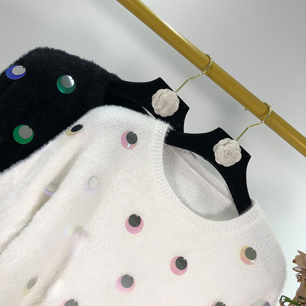 Női vastag pulóver flitterekkel, két színben