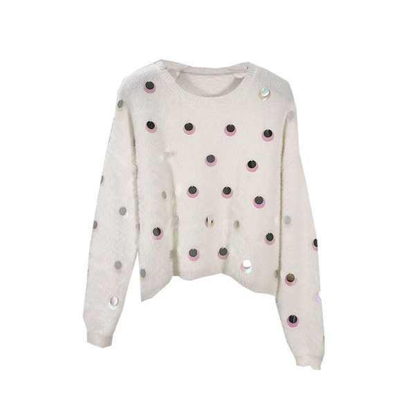 Női vastag pulóver flitterekkel, két színben