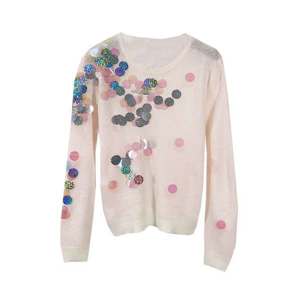 Modern pulóver hosszú ujjal és flitterekkel