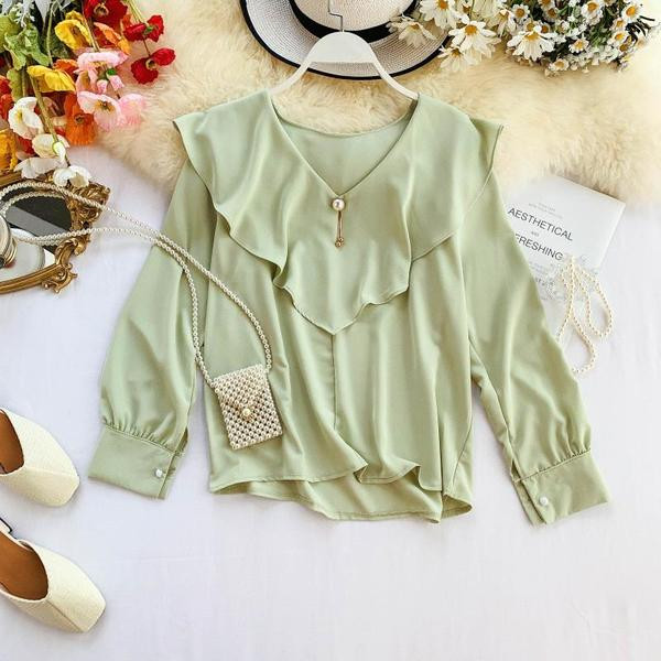 Stílusos női hosszú ujjú ing különböző színekben