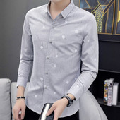 Stílusos férfi hosszú ujjú ing zöld és szürke színben