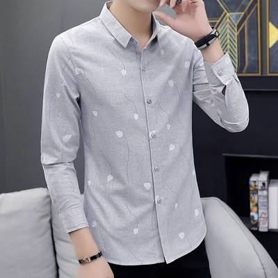 Stílusos férfi hosszú ujjú ing zöld és szürke színben