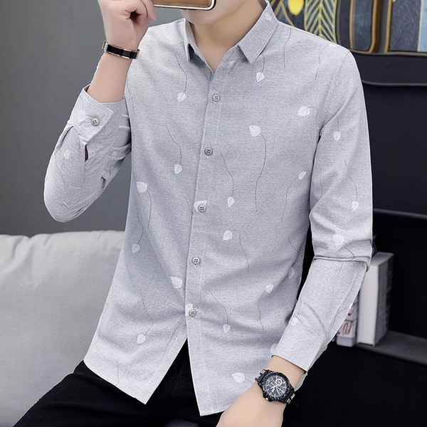 Stílusos férfi hosszú ujjú ing zöld és szürke színben