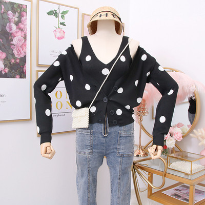 Aktuális női mellény pöttyökkel + tank top - három színben