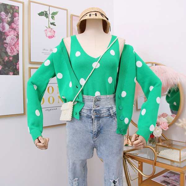 Aktuális női mellény pöttyökkel + tank top - három színben