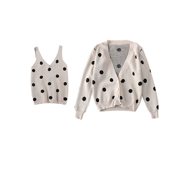 Aktuális női mellény pöttyökkel + tank top - három színben