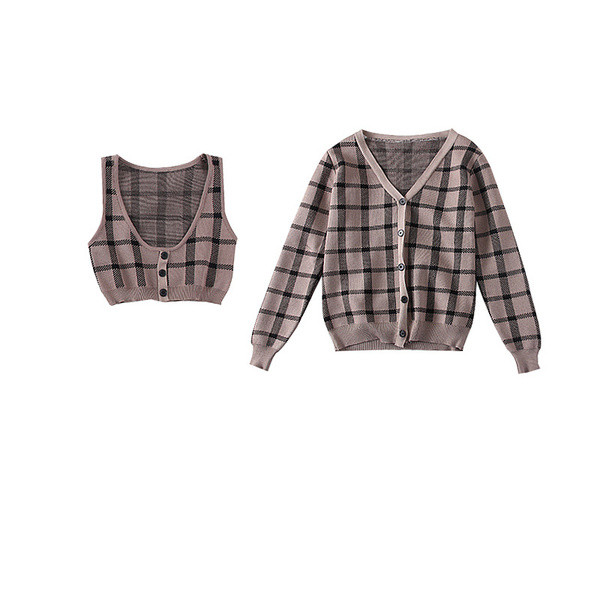 Kockás női mellény gombokkal - két színben