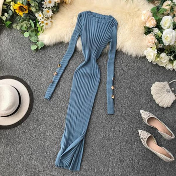 Hosszú női ruha Karcsú modell több színben gombokkal