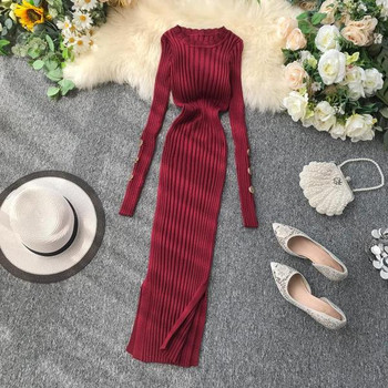 Hosszú női ruha Karcsú modell több színben gombokkal