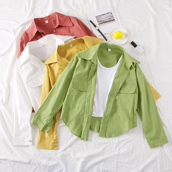 Camasa de dama actuala cu buzunare in mai multe culori