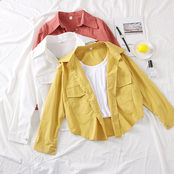 Camasa de dama actuala cu buzunare in mai multe culori