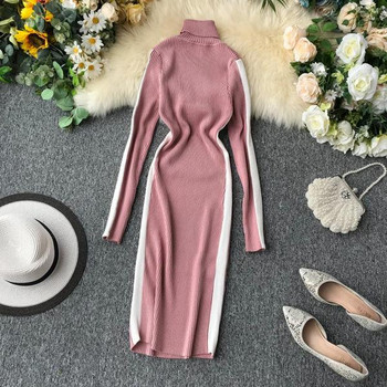 Rochie de dama de iarna cu guler inalt in diferite culori