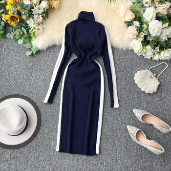 Rochie de dama de iarna cu guler inalt in diferite culori