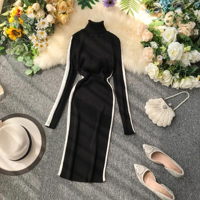 Rochie de dama de iarna cu guler inalt in diferite culori