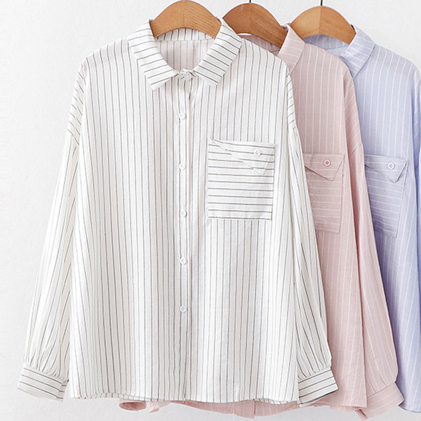 Női csíkos ing három színben, hosszú ujjal és zsebbel