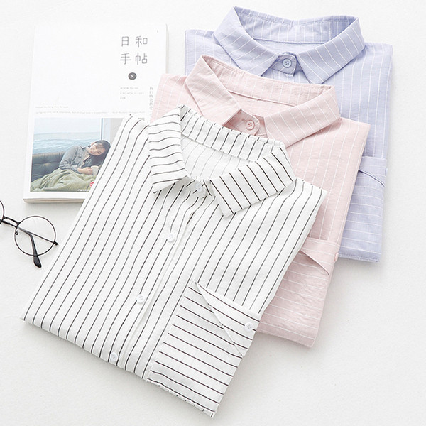 Női csíkos ing három színben, hosszú ujjal és zsebbel