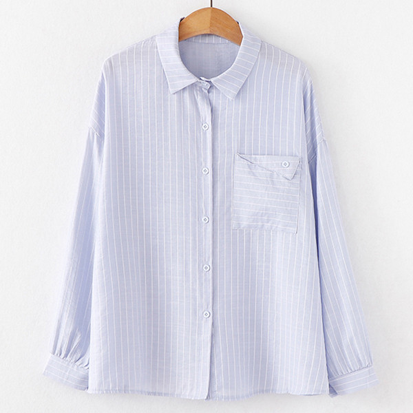 Női csíkos ing három színben, hosszú ujjal és zsebbel