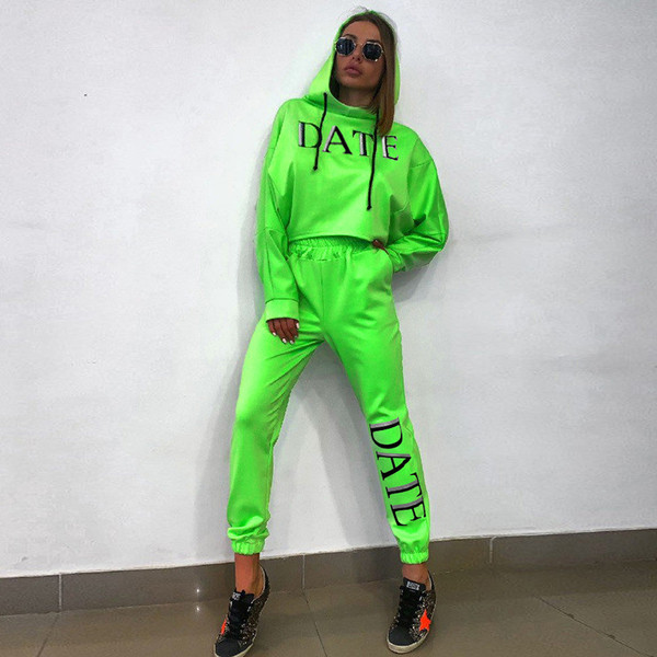 Kék, zöld és narancssárga két részből álló sport-alkalmi női szett