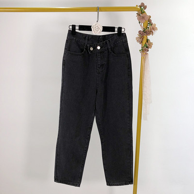 Női farmer aszimmetrikus rögzítéssel, két színben