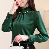 Bluză de damă modernă cu perle - în mov și verde