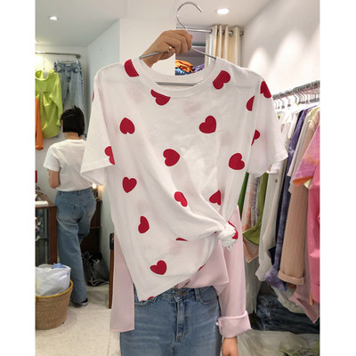 Modern női póló rátéttel - szívecskékkel két színben