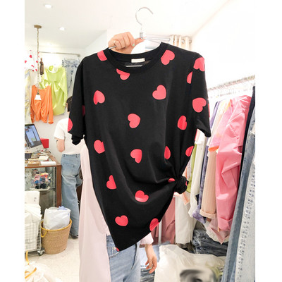 Modern női póló rátéttel - szívecskékkel két színben