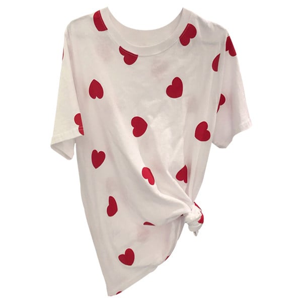 Modern női póló rátéttel - szívecskékkel két színben