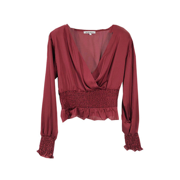 Női blúz V-nyakkal, elasztikus derékkal