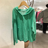 Bluză de damă sport-casual cu glugă în verde