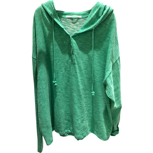 Bluză de damă sport-casual cu glugă în verde