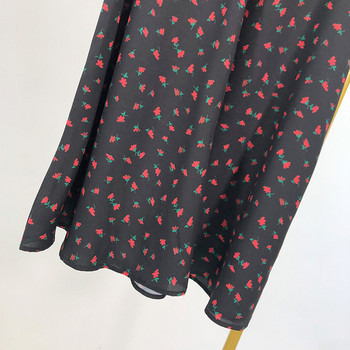 Fusta de dama lunga de culoare neagra cu model dreapta - croiala