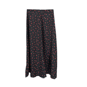 Fusta de dama lunga de culoare neagra cu model dreapta - croiala