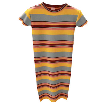 Csíkos női ruha rövid ujjal