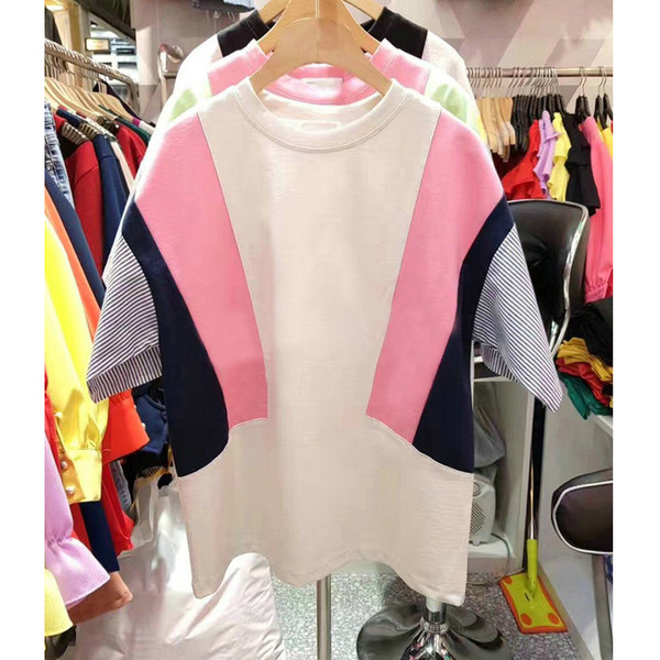 Bluză de damă colorată cu mâneci 3/4 și decolteu O