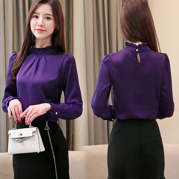 Bluză de damă actuală cu mâneci lungi - în patru culori