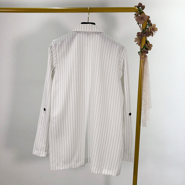 Hosszú női csíkos kabát - egyenes modell