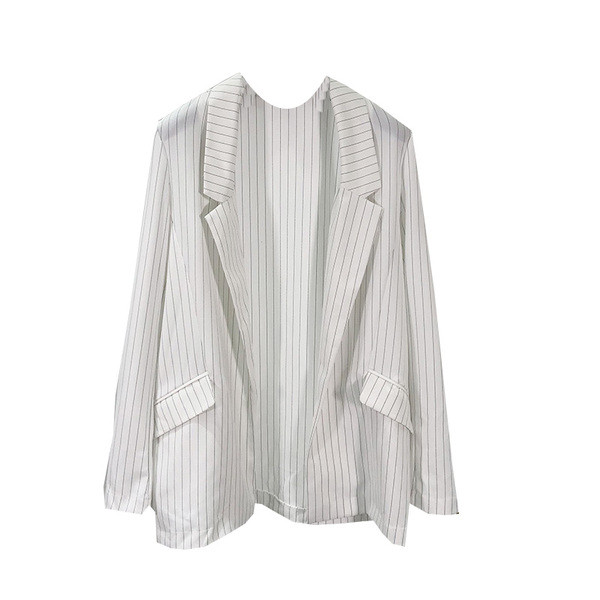 Hosszú női csíkos kabát - egyenes modell