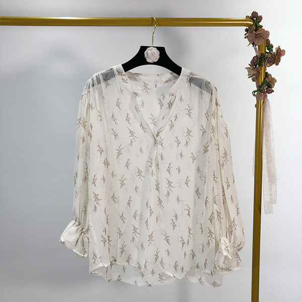 Cămașă elegantă din șifon în alb și negru