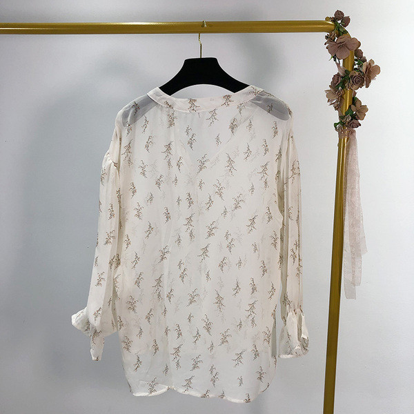 Cămașă elegantă din șifon în alb și negru