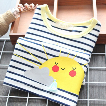 Модерна раирана детска блуза с апликация за момичета