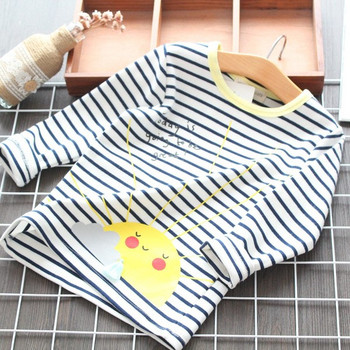 Модерна раирана детска блуза с апликация за момичета