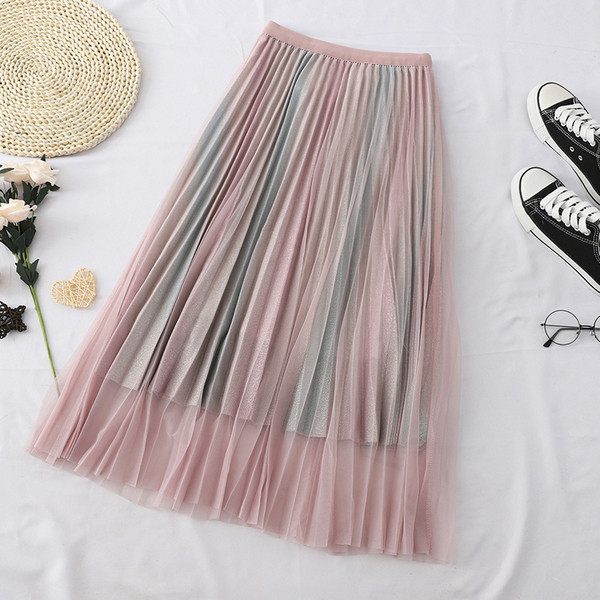 Modern női hosszú szoknya tüll és magas derékkal több színben