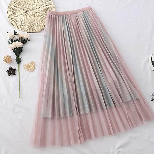 Modern női hosszú szoknya tüll és magas derékkal több színben