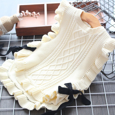 Model nou de vestă pentru copii pentru fete în roșu și alb