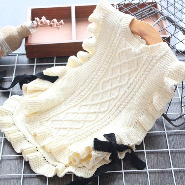 Model nou de vestă pentru copii pentru fete în roșu și alb