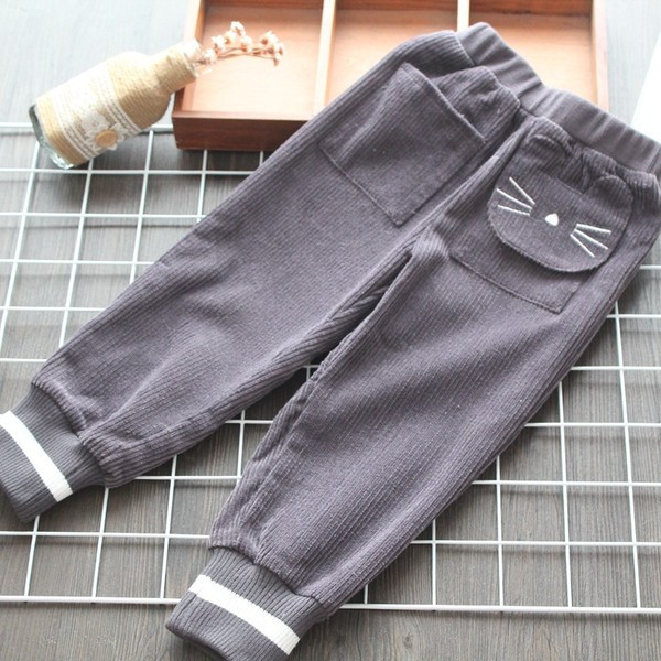 Model nou de pantaloni copii pentru fete cu buzunare gri si maro