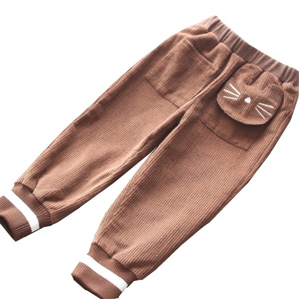 Model nou de pantaloni copii pentru fete cu buzunare gri si maro